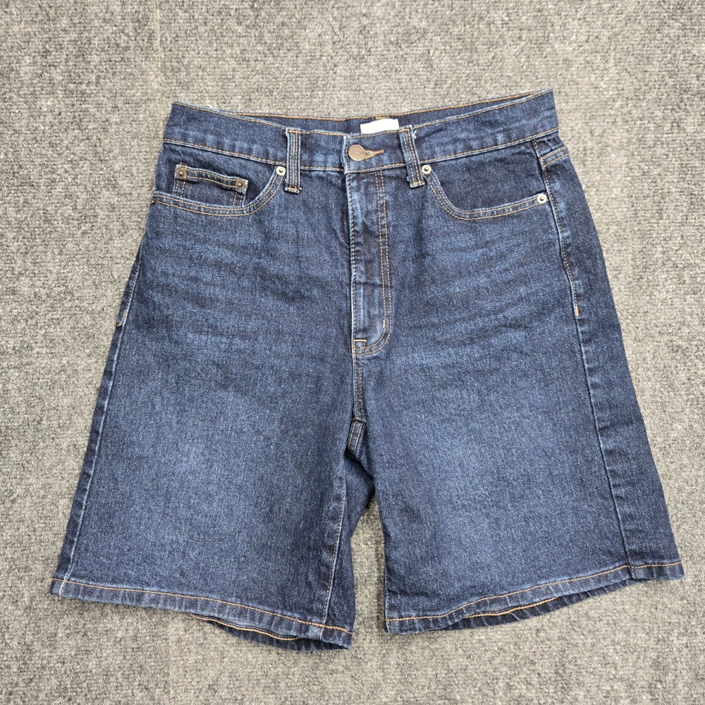 Time and Tru Indigo Dark Wash High Rise Denim Shorts Womens Size 6 Stretch Waist
